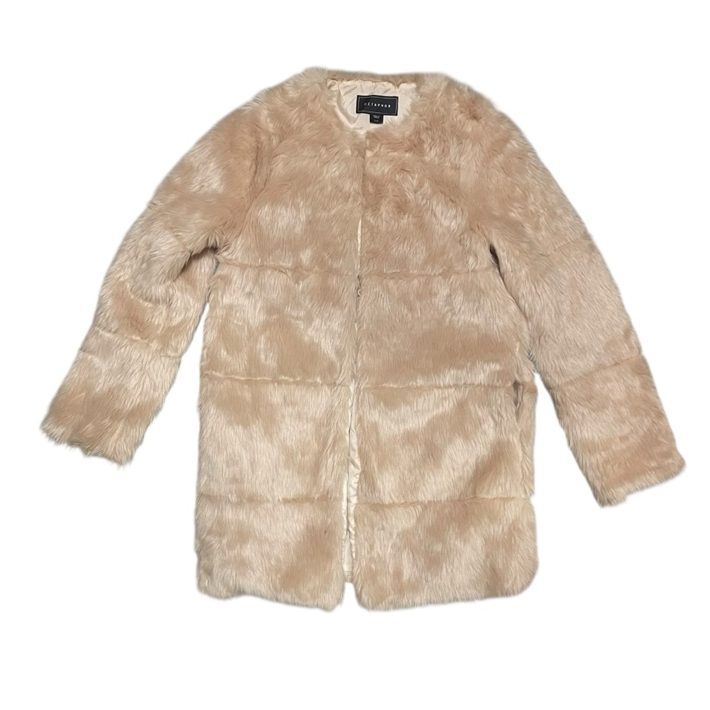 Metaphor‎ Faux Fur Coat Pale Blush Hip Length Size Winter evening